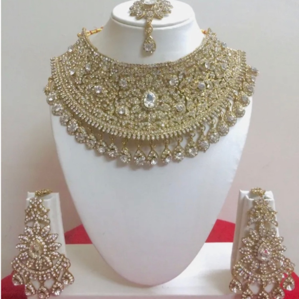 Indian Bollywood Style Fashion Gold Plated Bridal Jewelry Necklace Set